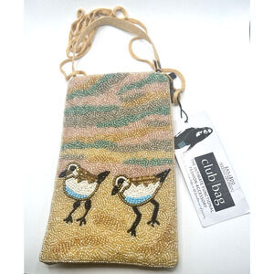 NWT BAMBOO TRADING HAND BEADED SANDPIPER BIRDS CLUB BAG CROSSBODY WRISTLET